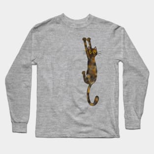 Tortoise Shell Cat Hanging On with Claws Tortie Cat Long Sleeve T-Shirt